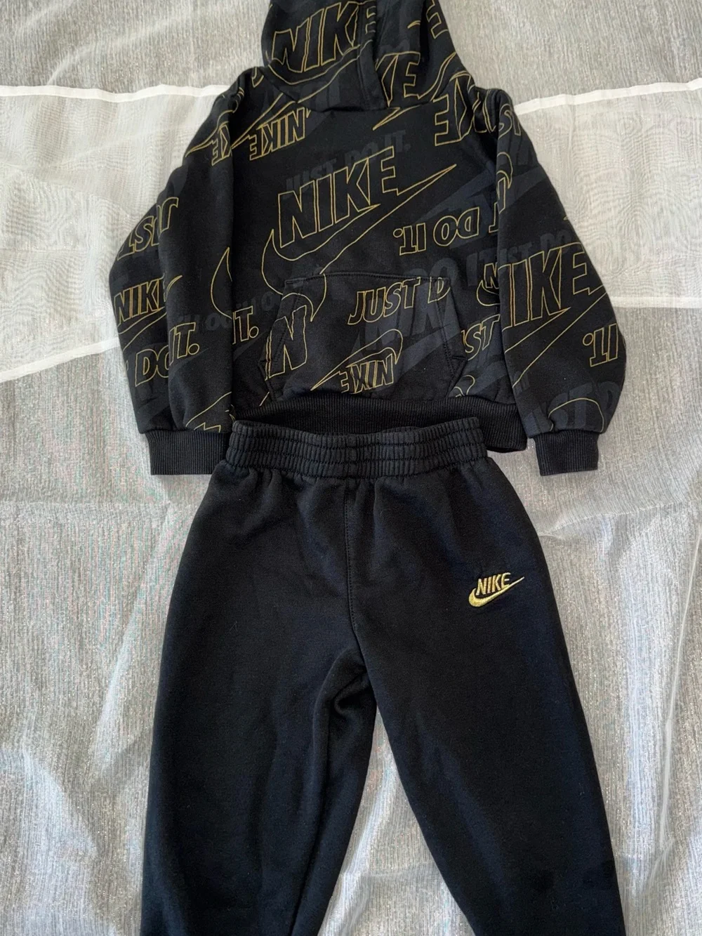 Nike Black Jogger Pants with Gold Swoosh